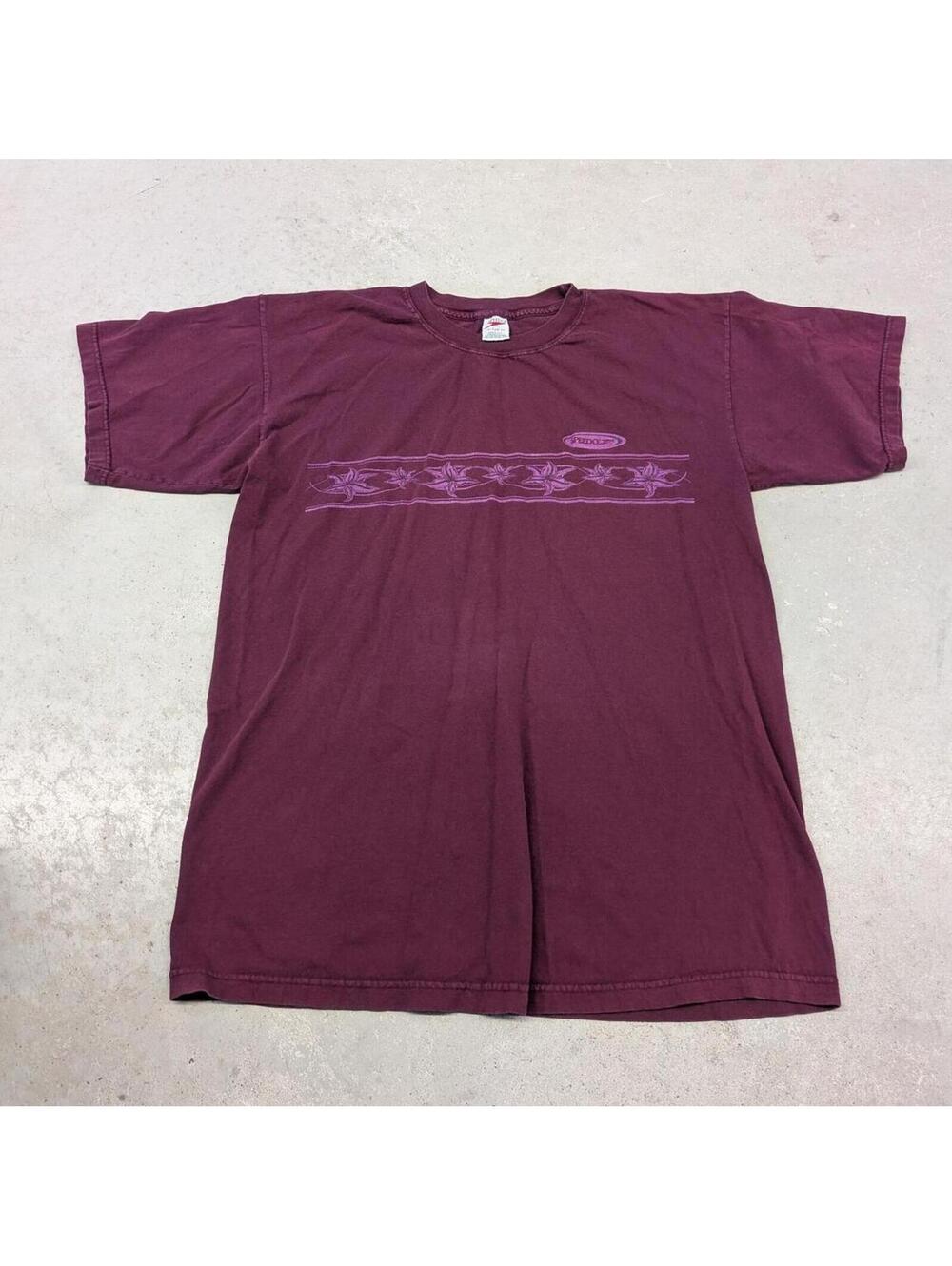 Vintage 90s Speedo Hawaiian Flowers Maroon USA T-shirt